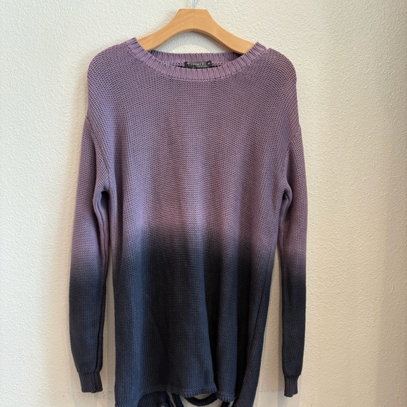 New T Party Oversized Long Sweater Back Cut Outs Purple Ombre 100% Cotton - Picture 1 of 5